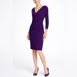 Lauren Ralph Lauren Womens Wrap Dress Purple Ruched Bodycon - Size 2